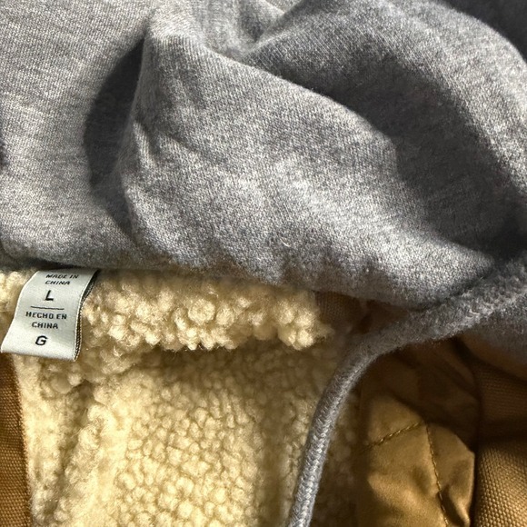 Levis Mens Brown Tan Sherpa Lined Hooded Work Barn Chore Jacket Utility Canvas L - Picture 5 of 9